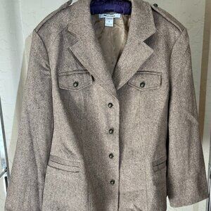 Nygard Collection Womens Jacket Brown Eaupaulette Buttons Pockets Lined